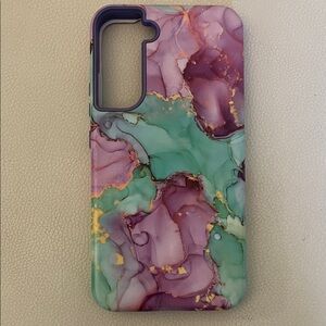 Marble Pattern Phone Case - Purple and Green